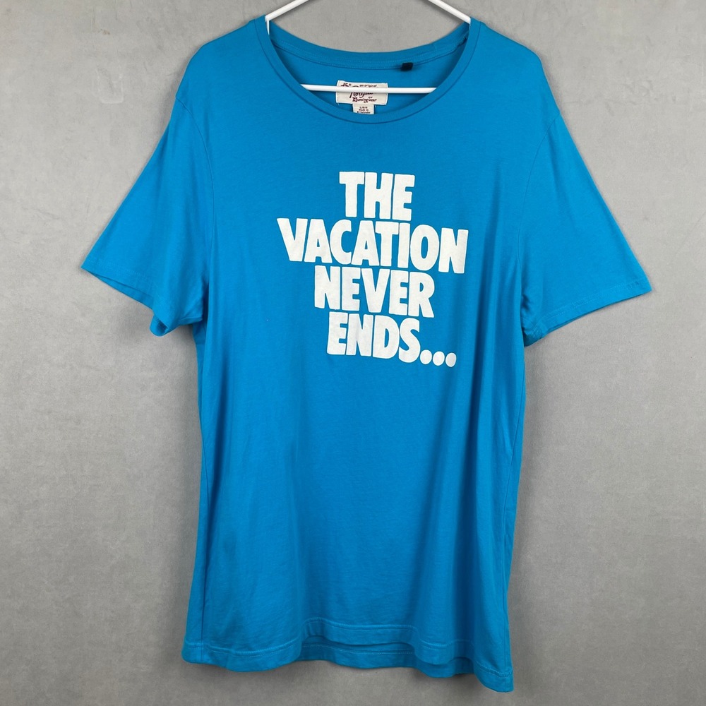 Original Penguin The Vacation Never Ends Graphic T-Shirt Bright Blue Beach Men L